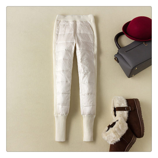 European Station 2024 Winter New Down Pants Women's Outerwear Slim-fitting Double-sided White Duck Down Thickened Slimming Small Foot Pants Boot Pants