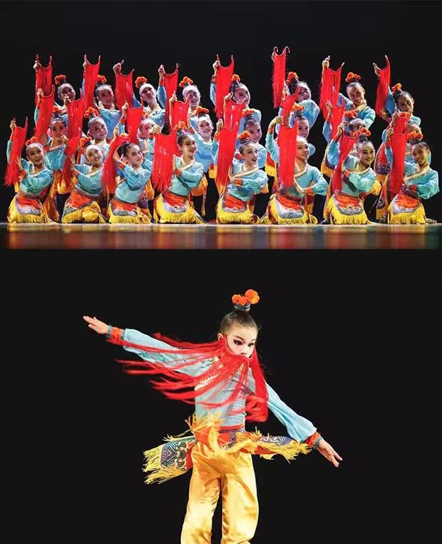 Phong cách thứ chín 2018 Xiaohe Jin Jin trang phục khiêu vũ cô gái Trang phục biểu diễn kịch cho trẻ em đồ bé gái