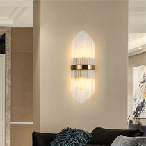 Post-modern Hong Kong style luxury wall lamp creative background wall bedroom bedside lamp simple living room aisle crystal wall lamp
