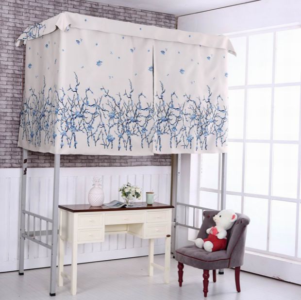 Sakura slogan Đại học ký túc xá ký túc xá vật lý vải bóng bụi giường màn giường tầng 幔 tạo tác thoáng khí - Bed Skirts & Valances rèm quây giường