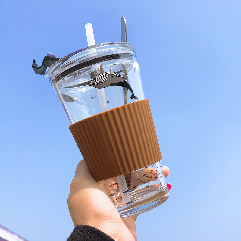 Home Children to Dairy Cup Scale Cup Breakfast Stroke Glass Cup with Cover