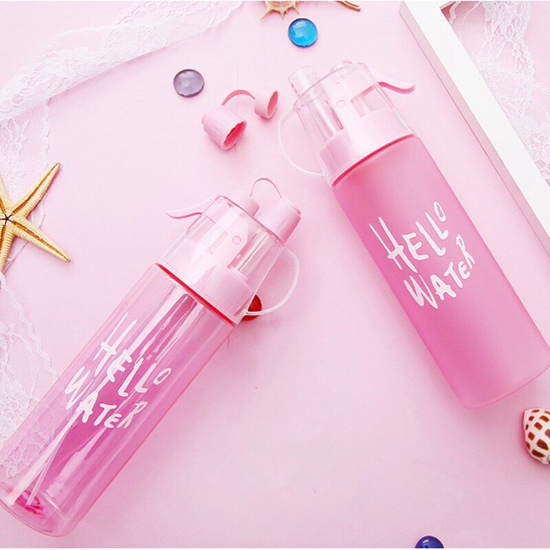 Summer spray water glass male and female sports outdoor fitness creative plastic pot cooling portable multifunction mug