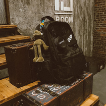 (Huang Xiaoming Tongan) Double shoulder bag Mens tide Street Trend Large Capacity Backpack Students School Bag Travel Bag