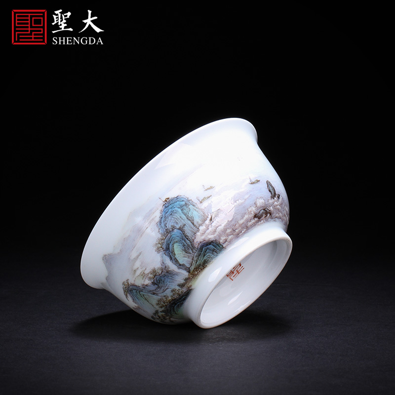 Santa teacups hand - made ceramic kungfu pastel all rivers run into sea light sample tea cup pure manual of jingdezhen tea service master