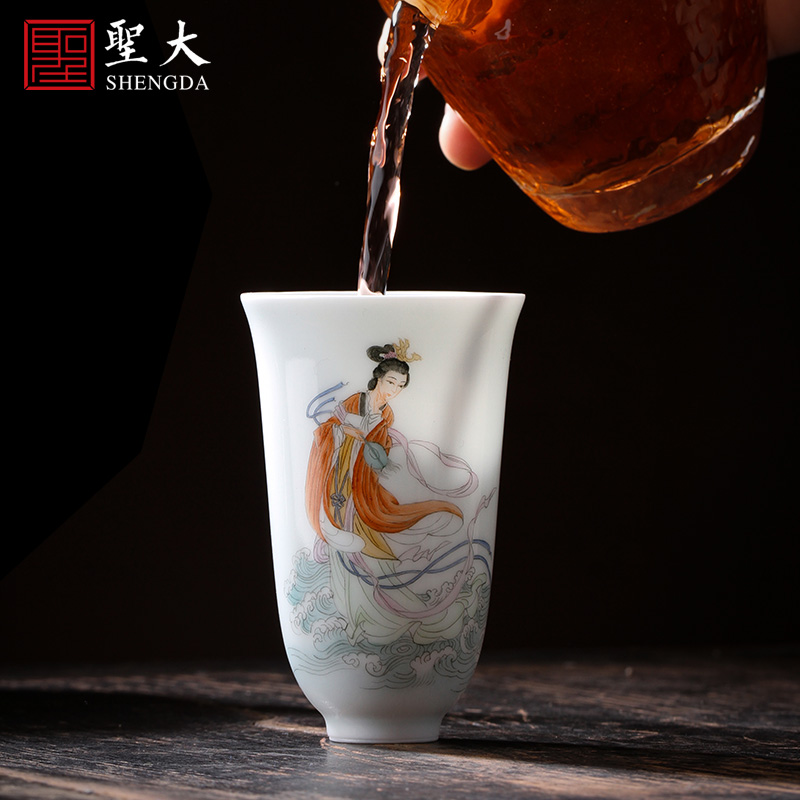 Santa teacups hand - made ceramic kung fu new colored maid gather fragrant cup master cup sample tea cup jingdezhen tea cup