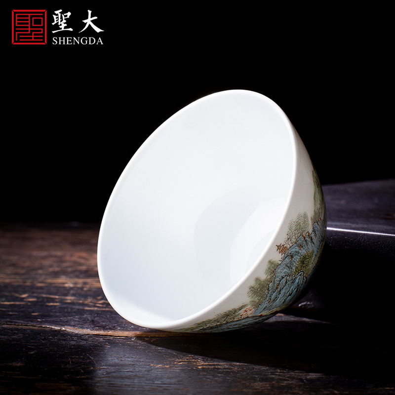 Holy big new color agate red landscape teacups hand - made ceramic kung fu master cup sample tea cup single cups of jingdezhen tea service