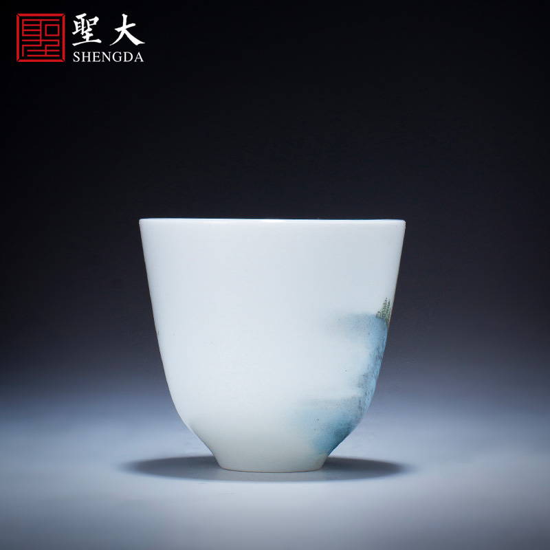 Santa teacups hand - made ceramic kung fu new color landscape four scene - CPU master cup sample tea cup set of jingdezhen tea service