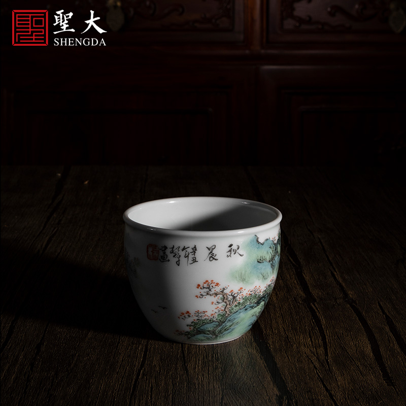 Holy big new ceramic color the autumn morning lie fa cup jingdezhen pure manual hand - made ceramic tea set kung fu tea cups