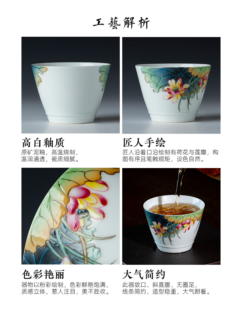 Santa teacups hand - made ceramic kungfu pastel blue fragrant lotus lotus masters cup sample tea cup all hand of jingdezhen tea service