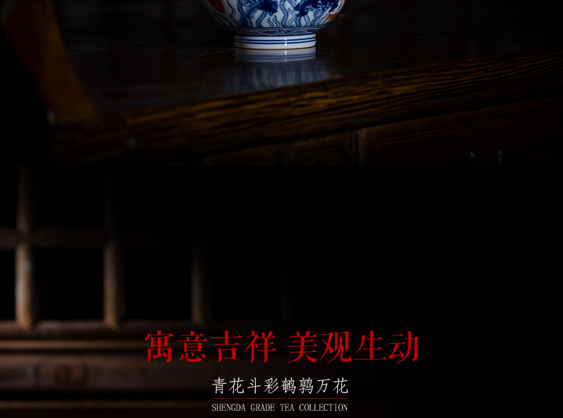 St large ceramic three tureen blue vitriol color red lotus left le figure no riding tureen all hand of jingdezhen tea service