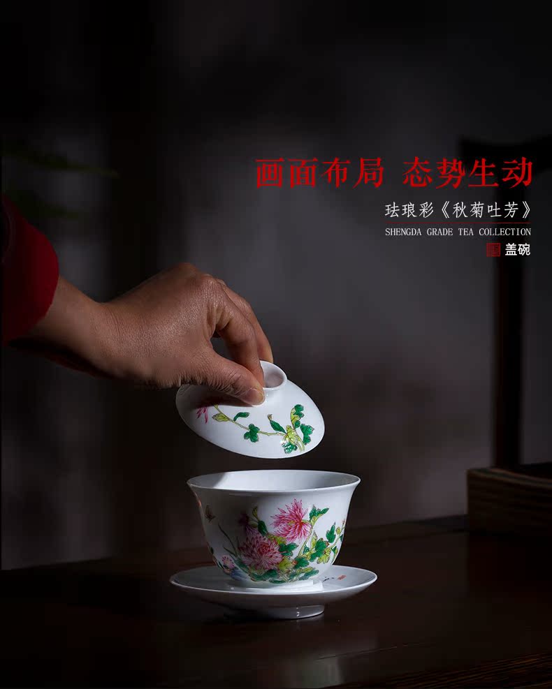 Holy big three to tureen hand - made ceramic colored enamel is the spit tureen tea bowl full manual of jingdezhen tea service