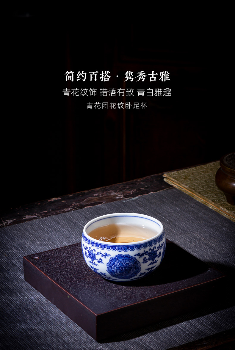 The big cup sample tea cup hand - made under glaze blue and white porcelain kung fu group pattern lie fa cup jingdezhen tea by hand