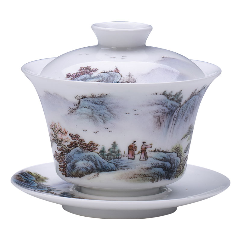 St the view of three just tureen hand - made ceramic famille rose mountain play mercifully bowl is all hand jingdezhen kung fu tea set