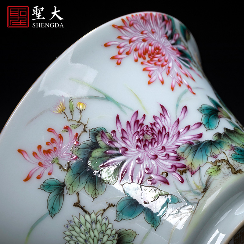 St large ceramic three tureen teacups hand - made heavy pastel flowers lanqiu by tea bowl of jingdezhen tea service by hand