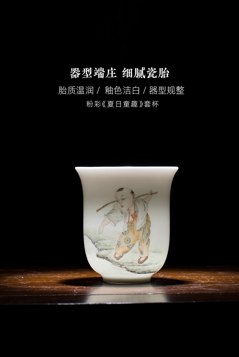 Santa teacups hand - made ceramic kungfu pastel summer tong qu set of jingdezhen tea cup master cup single CPU hand