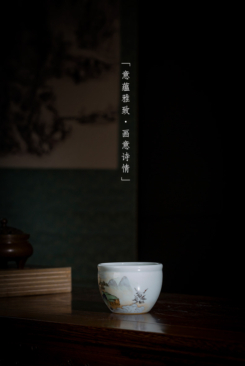 St the ceramic kung fu tea master cup manual hand - made pastel put khe sanh crane cylinder cup of jingdezhen tea service by hand