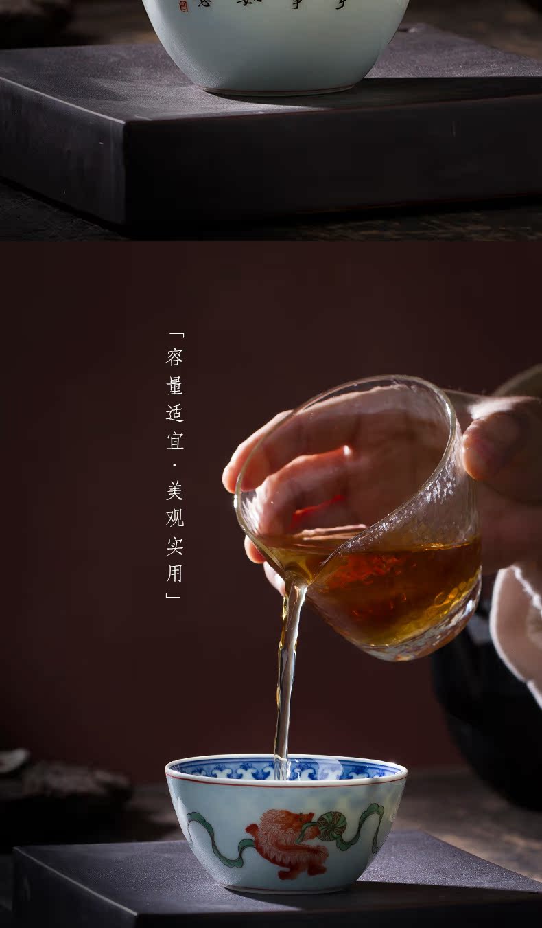 Holy big ceramic kung fu tea set hand - made porcelain treasure of ancient color lie fa cup sample tea cup cup of jingdezhen tea service master
