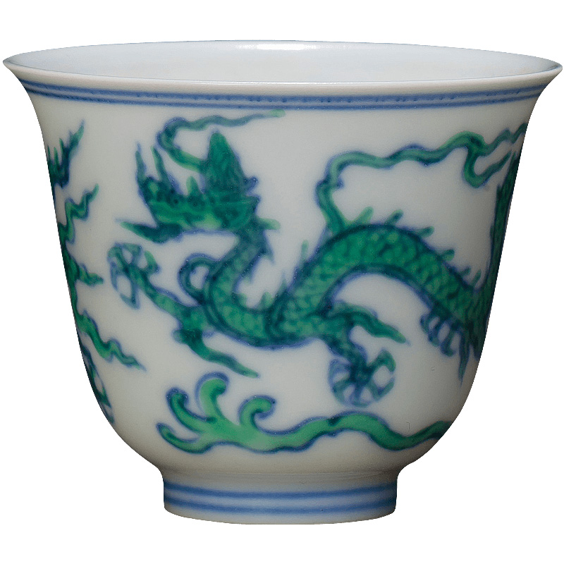 Holy big ceramic seiko archaize doucai green dragon grain CPU master cup cup jingdezhen tea sample tea cup