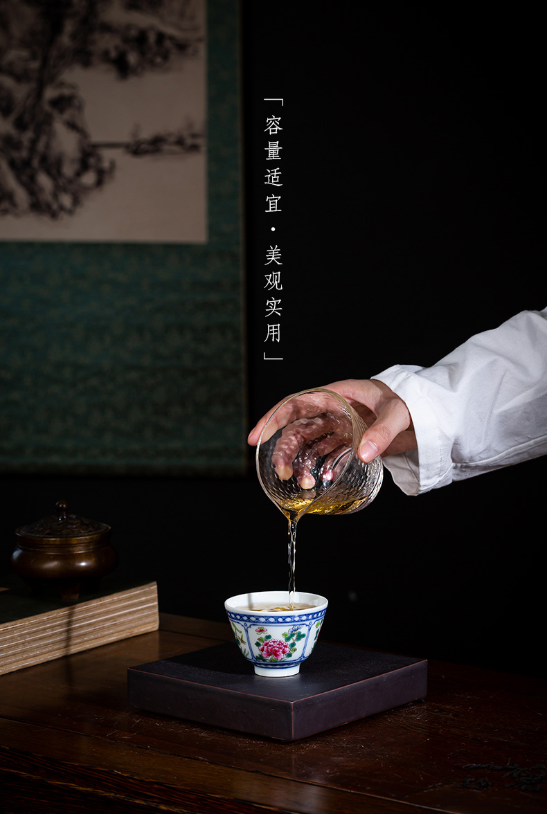 Holy big blue and white window teacups hand - made ceramic kungfu pastel spring, summer, autumn and winter masters cup of jingdezhen tea service by hand