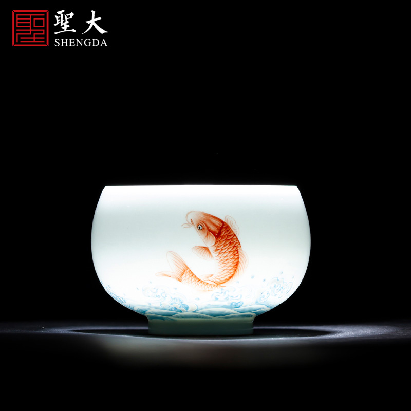 Ocean 's Santa teacups hand - made ceramic kungfu pastel diving cup cup single cup all hand of jingdezhen tea service master