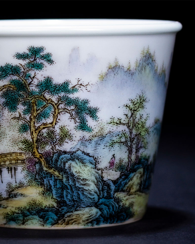 St the ceramic kongfu master cup hand - made pastel remote mountain attendants cylindrical cup sample tea cup of jingdezhen tea service by hand