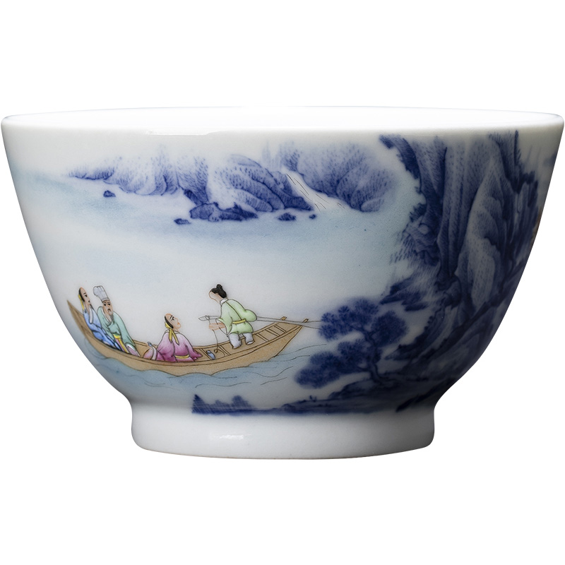 Holy big ceramic kung fu masters cup hand - made porcelain cups bucket pastel white water rafting masters cup of jingdezhen tea service by hand