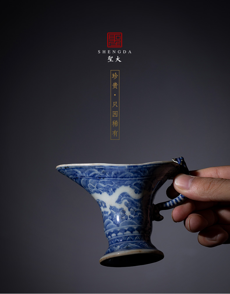 Santa of high - end antique ceramic announce blue sea white dragon grain huwei jue glass secret recipe ancient hand made