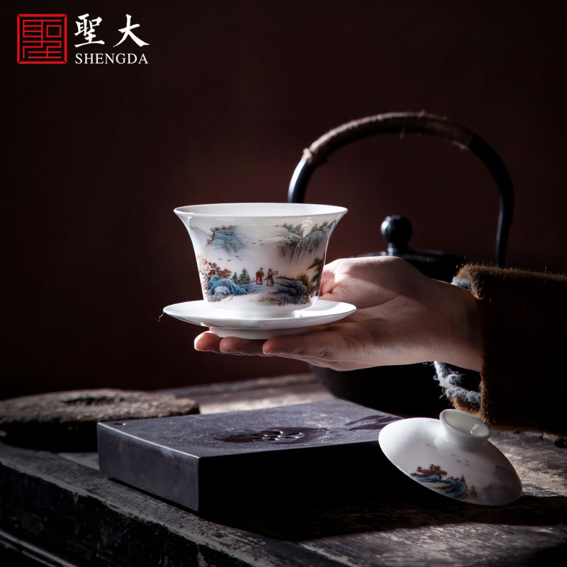 St the view of three just tureen hand - made ceramic famille rose mountain play mercifully bowl is all hand jingdezhen kung fu tea set