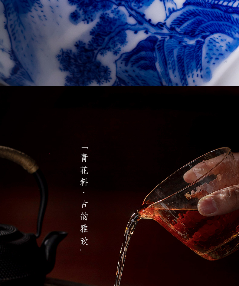 St the ceramic kung fu tea master cup hand - made jingdezhen blue and white landscape perfectly playable cup tea sample tea cup by hand