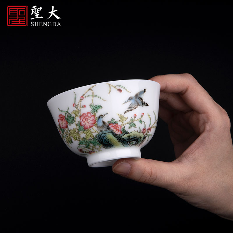 Holy big ceramic powder enamel almost syllabic masters cup jingdezhen tea pure manual hand - made kung fu tea cups sample tea cup