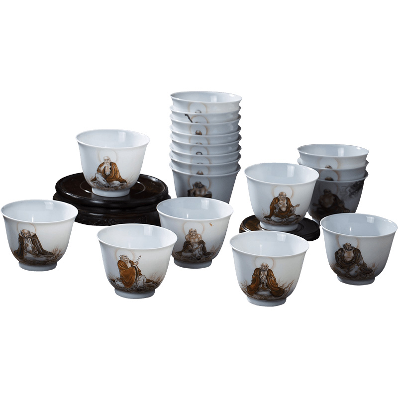 Holy big ceramic curios hand - made color ink paint 18 arhats sample tea cup cup all hand of jingdezhen tea service