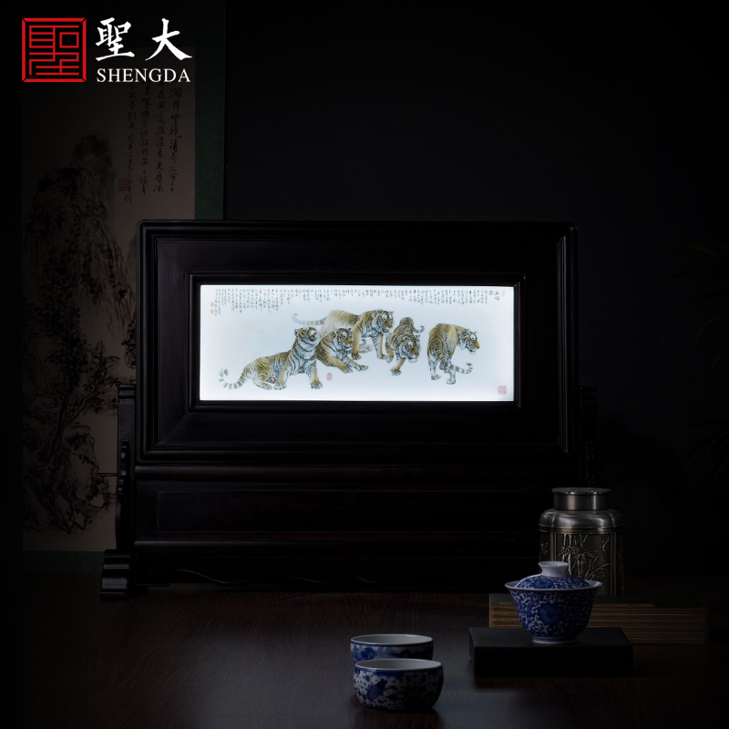 The big new see colour wufu ceramics ebony figure thin foetus plaque jingdezhen porcelain plate teahouse furnishing articles desktop small screen