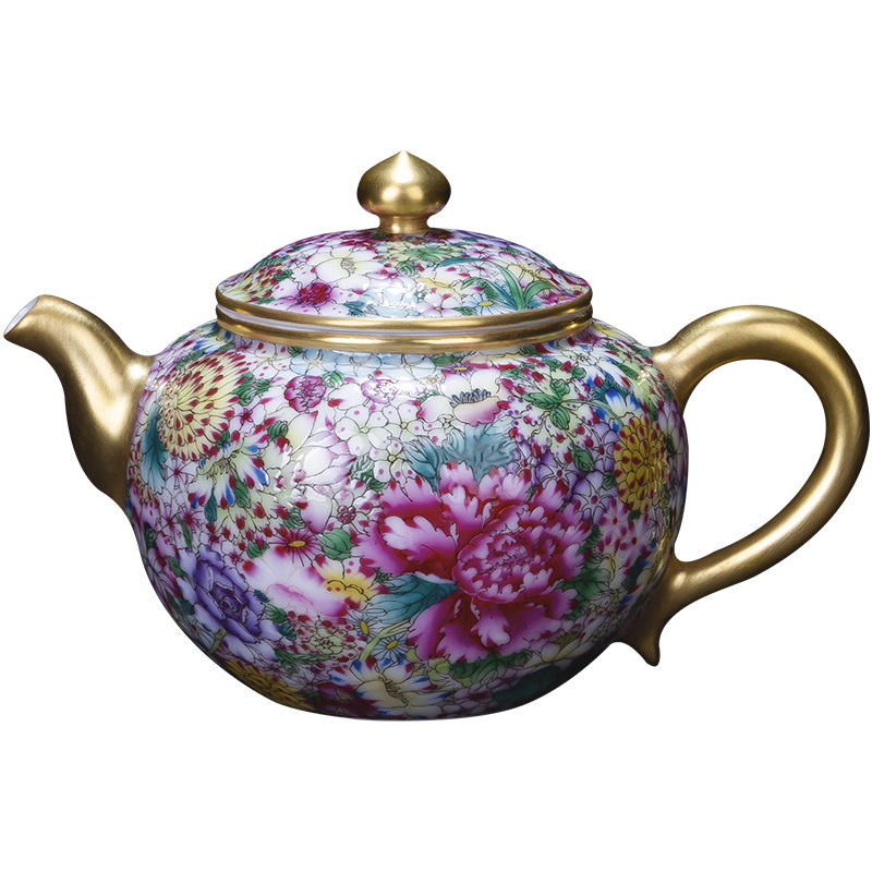 The big hand colored enamel paint flower notes ceramic kung fu tea set teapot single pot all hand of jingdezhen tea service