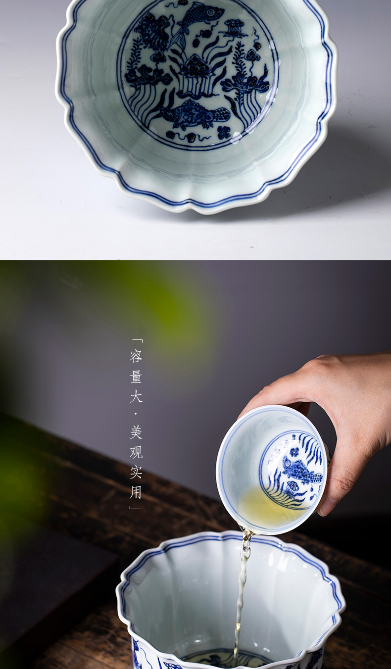 The big four supplies hand - made ceramic fangming mackerel algae melon leng water jar wash to kung fu tea accessories of jingdezhen