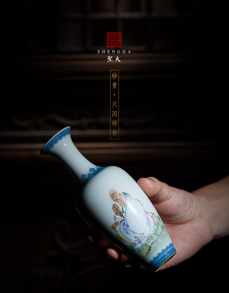 Santa jingdezhen ceramic vases, flower implement characters by hand antique wang long eyebrow powder enamel lohan willow bottles of furnishing articles