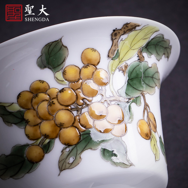 Holy big three to tureen teacups hand - made ceramic colored enamel summer insect rhyme tea bowl full manual of jingdezhen tea service