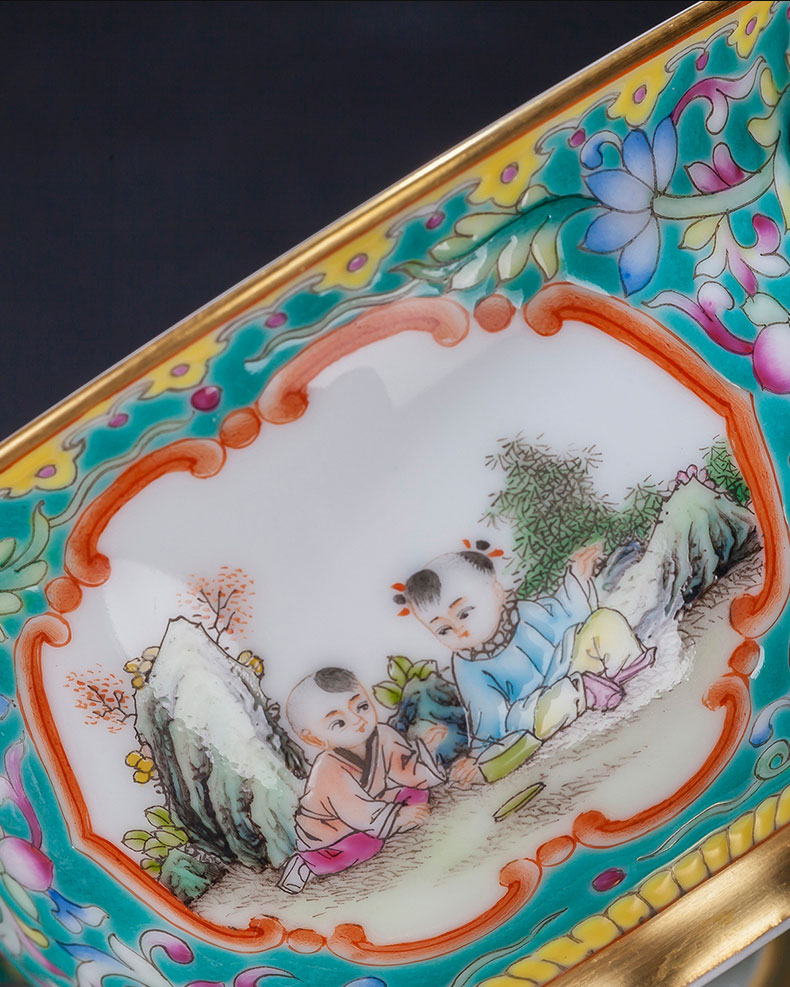 Holy big ceramic and stone green tie up branch flowers open the window to the infant play enamel tureen all hand of jingdezhen tea service