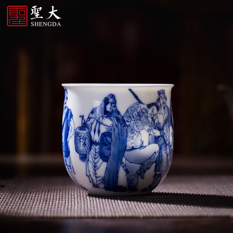 The large blue and white one hundred and eight ceramic curios hand - made heavy industry will ten cup of cup jingdezhen tea cups