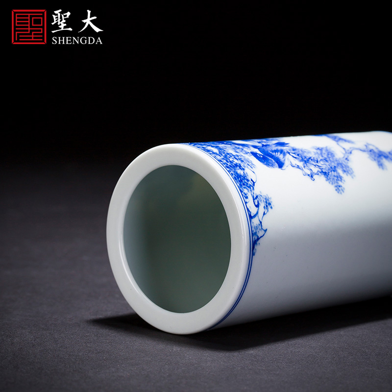 St large ceramic small hand - made porcelain vase to both figure hair brush pot all hand made four furnishing articles