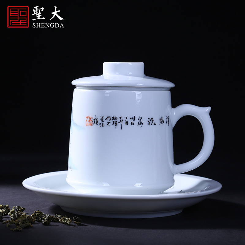 Holy big office cup hand - made ceramic pastel landscape cover cup comfortable belt filter keller cups of jingdezhen tea service