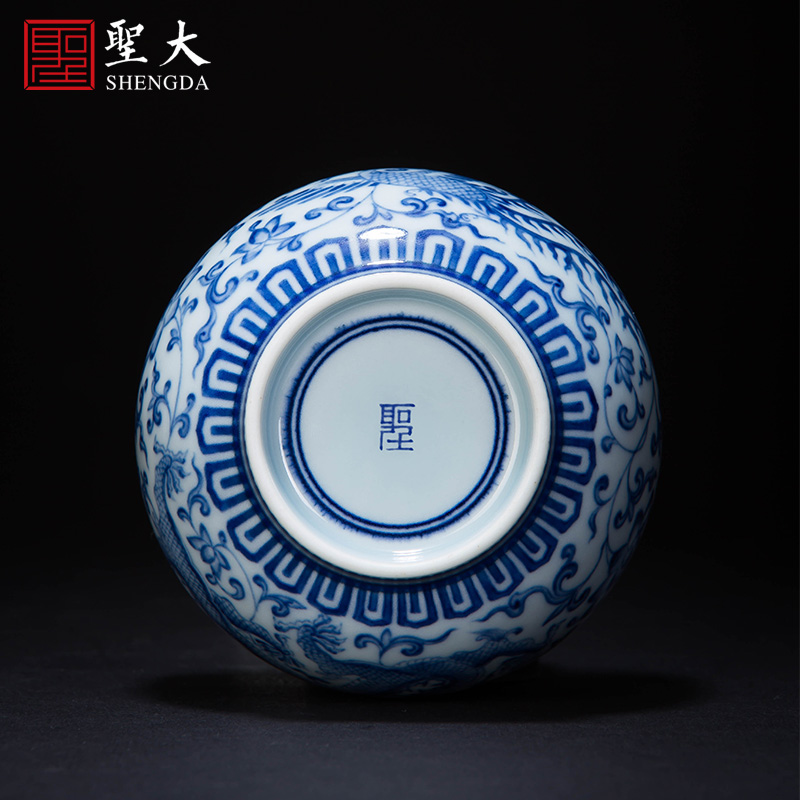 Holy big ceramic kung fu masters cup antique hand - made porcelain cups longfeng wear pattern meditation cups of jingdezhen tea service