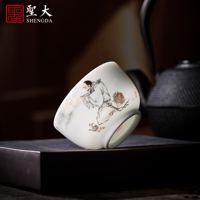 Holy big cup sample tea cup hand - made ceramic kung fu new see colour "winebibber figure" master cup jingdezhen tea cup