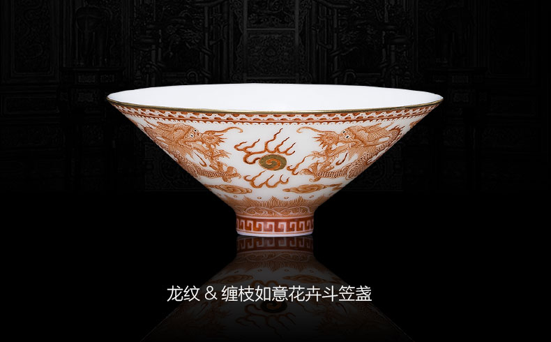 Santa teacups hand - made ceramic kungfu alum hat red dragon grain bound branch tea light cup of jingdezhen tea service master CPU