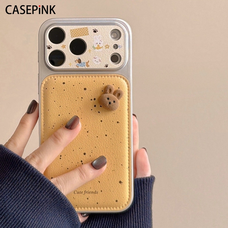 Suitable for Apple 17 Pro Max Phone Case, 2026 New Model, Yellow Splash Ink Polka Dot, Cute 3D Bunny, Korean Style iPhone 16 Pro, Super Popular, Beautiful, Large Window, 15 Full Coverage Anti-Drop Protective Case