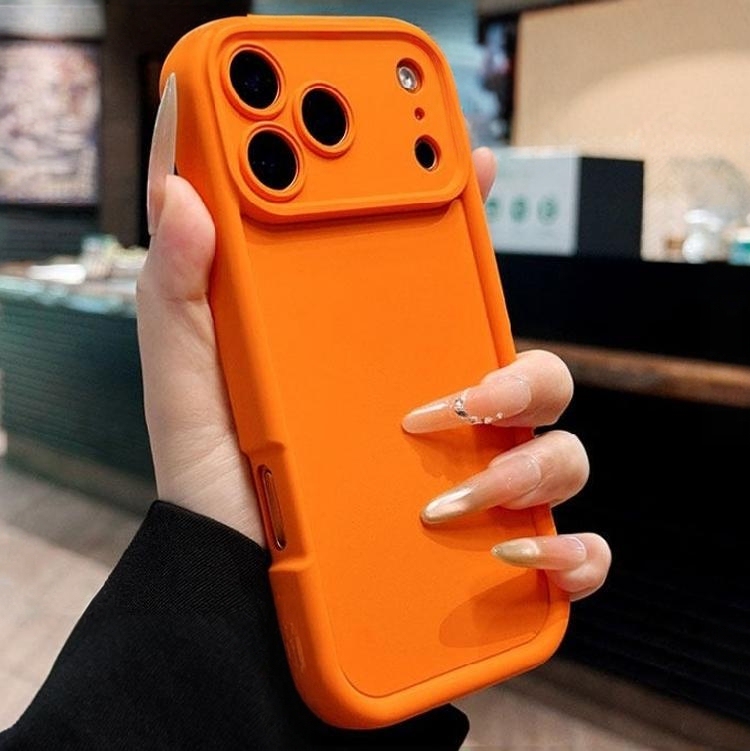 Suitable for Apple 17 Pro Max Phone Case, New Orange Soft Silicone Cover, iPhone 16 Pro Thickened Airbag Simple Solid Color for Men and Women, 15 Full Coverage Soft Case, 14 Skin-Feel Anti-Drop Protective Cover, 13 Skin-Friendly Anti-Drop Protective Case