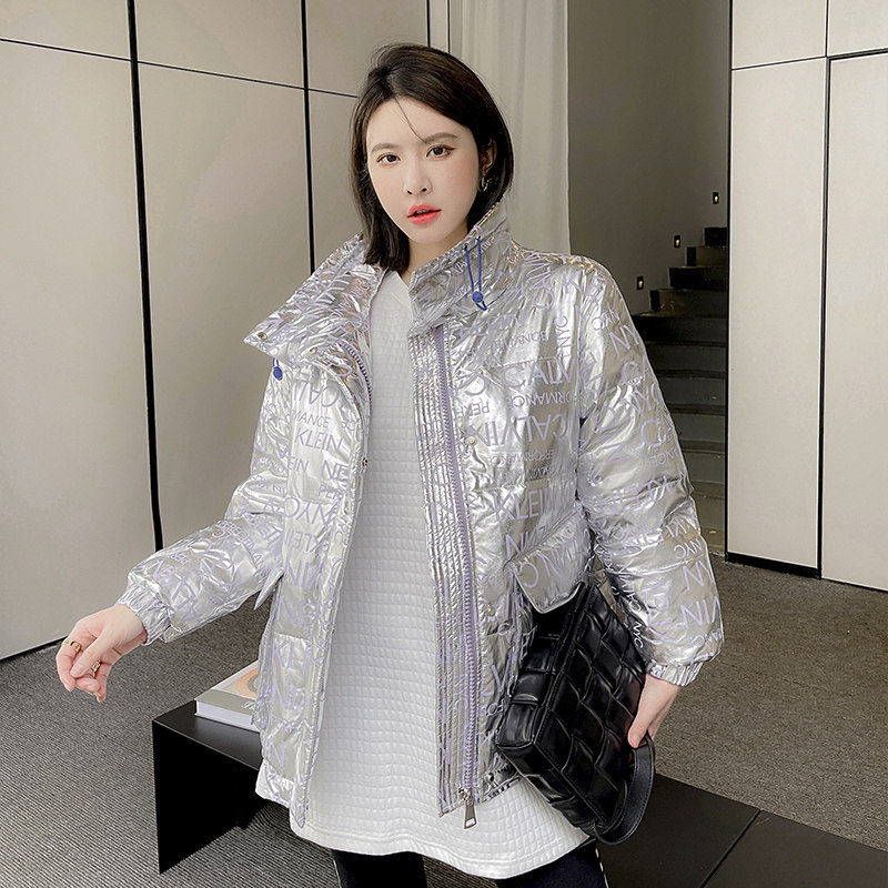 2021 New white duck suede fashion bright face thickened Anti-season down clothes Women Short Casual Loose Bread for Casual Loose Bread