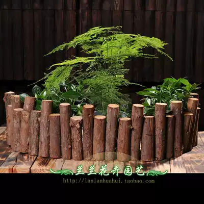 Fir wood with leather stakes Round wood with piles anti-corrosion solid wood fence fence Fence fence log Outdoor gardening