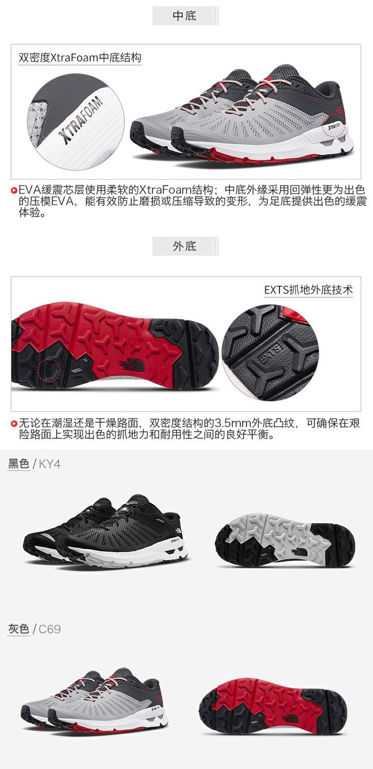 Giày đi bộ đường dài miền Bắc TheNorthFace cho nam mùa hè giày thể thao ngoài trời đi bộ thoáng khí giày chạy bộ xuyên quốc gia 3FY5 - Khởi động ngoài trời giày tuyết