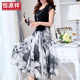 Hengyuanxiang 100% mulberry silk dress women's summer slim waist slimming ladylike silk printed skirt