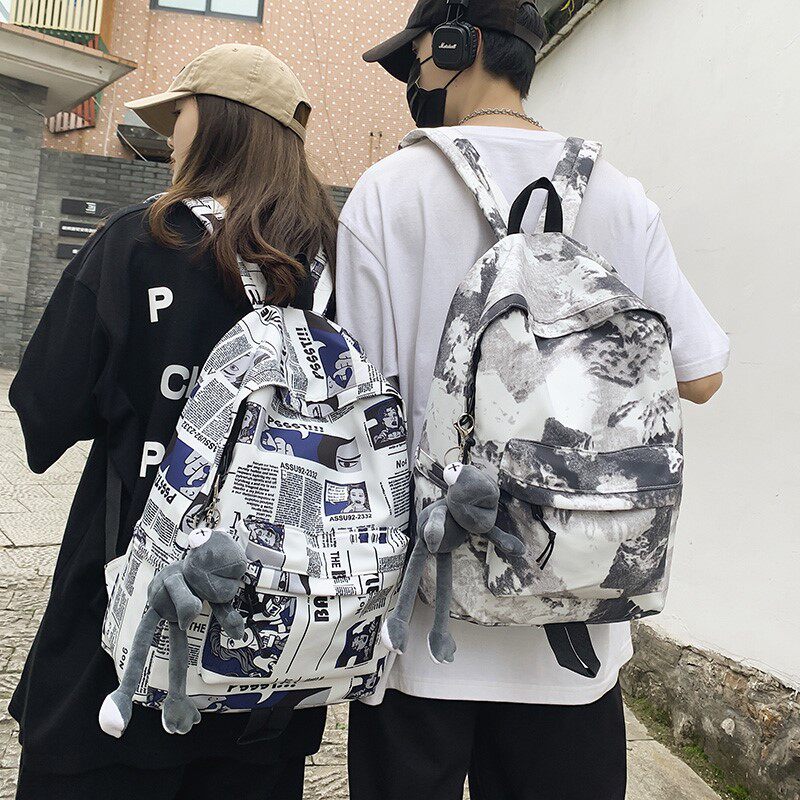 Tide Card Double Shoulder Package Day in High School School Bag College Student Girls